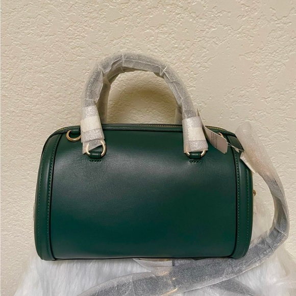 NWT Coach Zoe Barrel Leather Satchel Purse F76705 In Evergreen Color - Picture 6 of 10